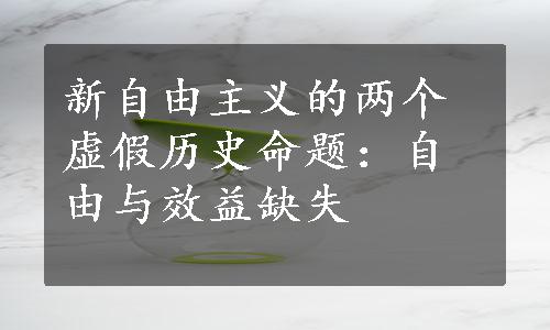 新自由主义的两个虚假历史命题：自由与效益缺失