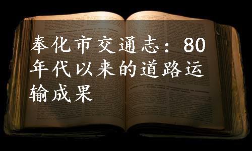 奉化市交通志：80年代以来的道路运输成果