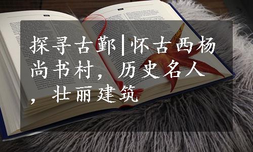 探寻古鄞|怀古西杨尚书村，历史名人，壮丽建筑