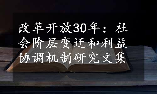 改革开放30年：社会阶层变迁和利益协调机制研究文集