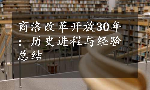 商洛改革开放30年：历史进程与经验总结