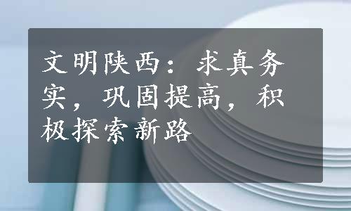 文明陕西：求真务实，巩固提高，积极探索新路