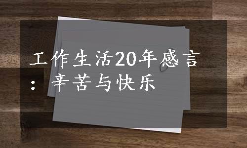 工作生活20年感言：辛苦与快乐