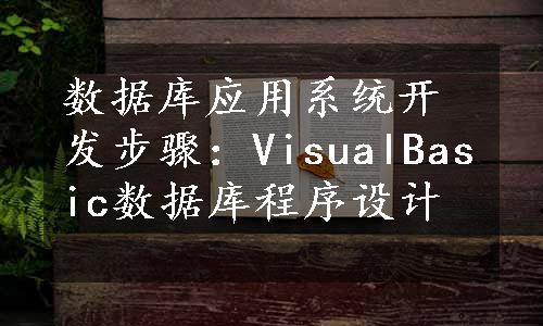 数据库应用系统开发步骤：VisualBasic数据库程序设计