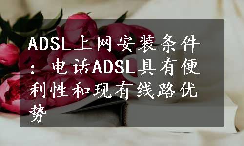 ADSL上网安装条件：电话ADSL具有便利性和现有线路优势