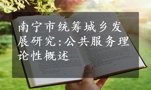 南宁市统筹城乡发展研究:公共服务理论性概述