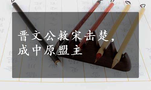 晋文公救宋击楚，成中原盟主