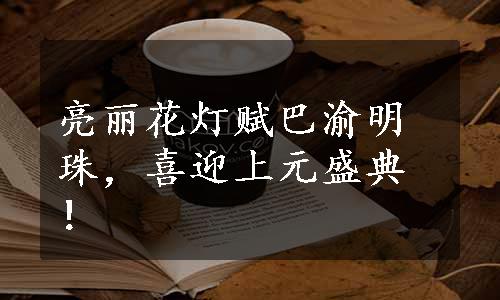 亮丽花灯赋巴渝明珠，喜迎上元盛典！