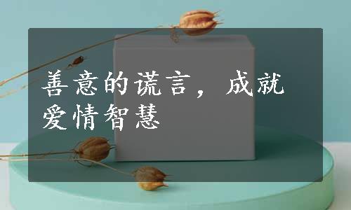 善意的谎言，成就爱情智慧