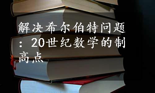 解决希尔伯特问题：20世纪数学的制高点