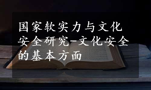 国家软实力与文化安全研究-文化安全的基本方面