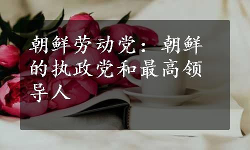 朝鲜劳动党：朝鲜的执政党和最高领导人