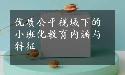 优质公平视域下的小班化教育内涵与特征