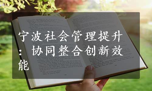 宁波社会管理提升：协同整合创新效能