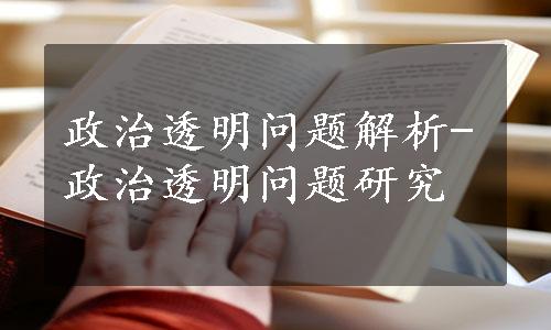 政治透明问题解析-政治透明问题研究