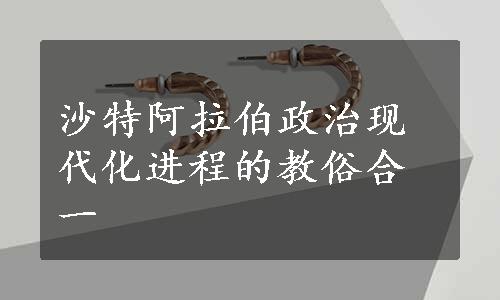 沙特阿拉伯政治现代化进程的教俗合一