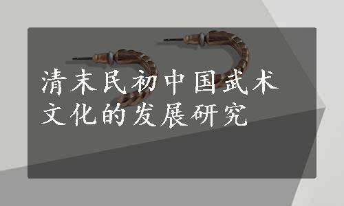 清末民初中国武术文化的发展研究