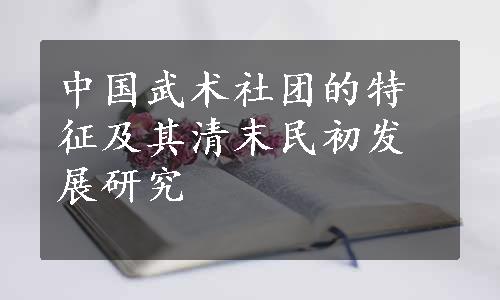 中国武术社团的特征及其清末民初发展研究