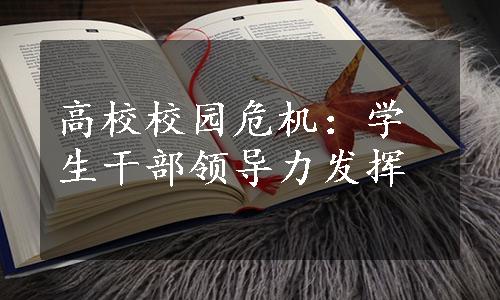 高校校园危机：学生干部领导力发挥