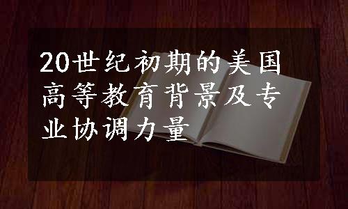 20世纪初期的美国高等教育背景及专业协调力量