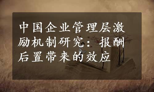 中国企业管理层激励机制研究：报酬后置带来的效应