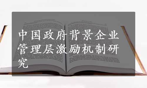 中国政府背景企业管理层激励机制研究