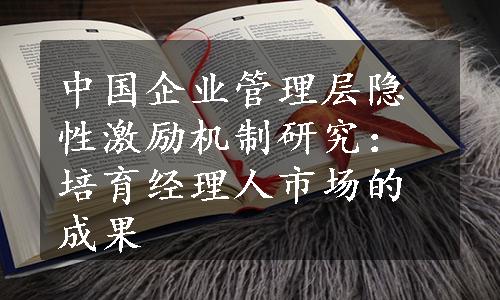 中国企业管理层隐性激励机制研究：培育经理人市场的成果