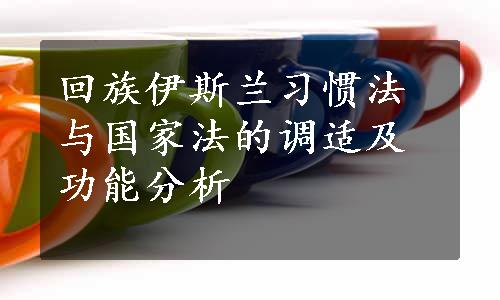 回族伊斯兰习惯法与国家法的调适及功能分析