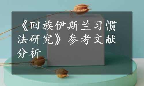 《回族伊斯兰习惯法研究》参考文献分析