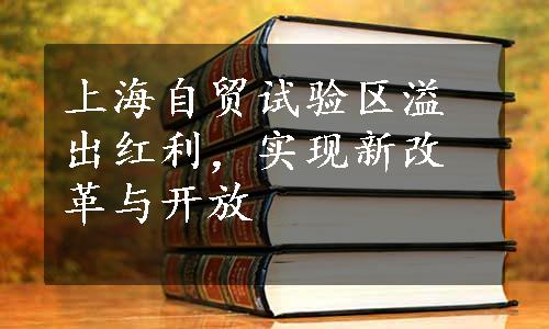 上海自贸试验区溢出红利，实现新改革与开放