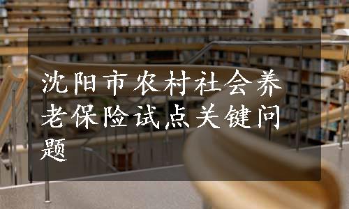 沈阳市农村社会养老保险试点关键问题