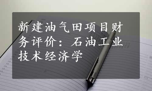 新建油气田项目财务评价：石油工业技术经济学