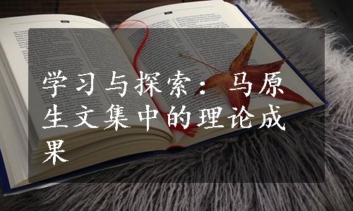 学习与探索：马原生文集中的理论成果