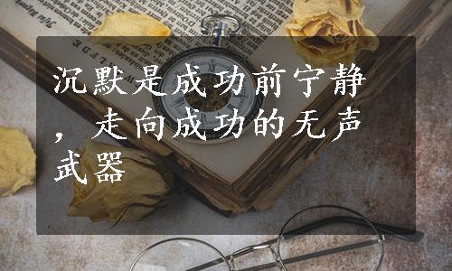 沉默是成功前宁静，走向成功的无声武器