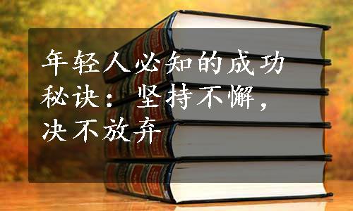 年轻人必知的成功秘诀：坚持不懈，决不放弃