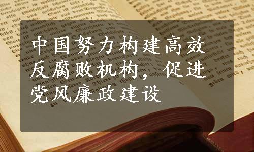 中国努力构建高效反腐败机构，促进党风廉政建设