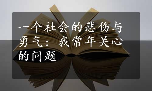 一个社会的悲伤与勇气：我常年关心的问题