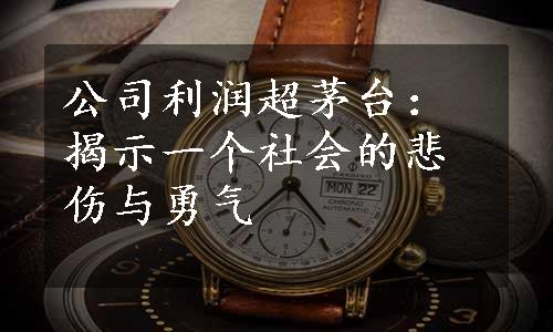 公司利润超茅台：揭示一个社会的悲伤与勇气