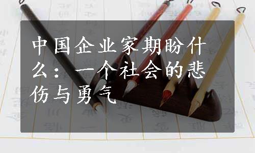 中国企业家期盼什么：一个社会的悲伤与勇气