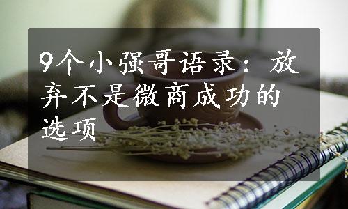 9个小强哥语录：放弃不是微商成功的选项