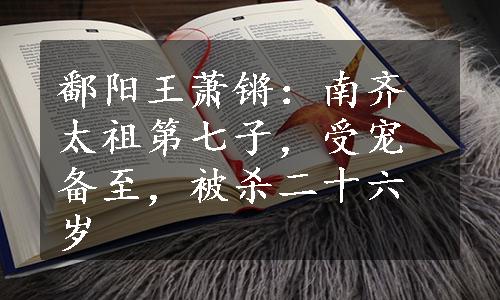 鄱阳王萧锵：南齐太祖第七子，受宠备至，被杀二十六岁