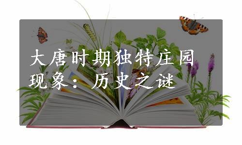 大唐时期独特庄园现象：历史之谜