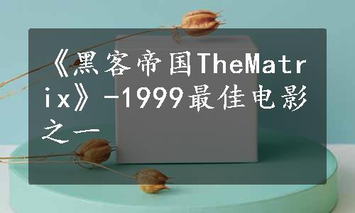 《黑客帝国TheMatrix》-1999最佳电影之一