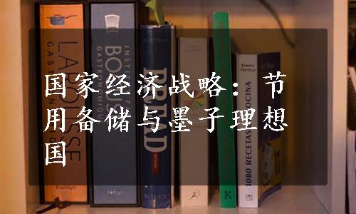 国家经济战略：节用备储与墨子理想国