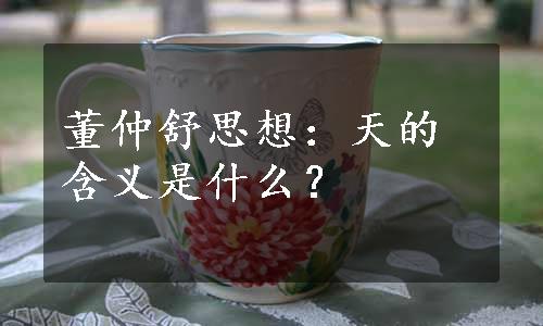 董仲舒思想：天的含义是什么？