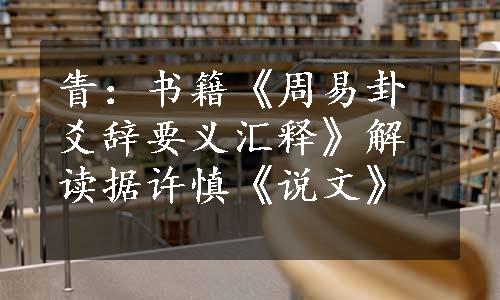 眚：书籍《周易卦爻辞要义汇释》解读据许慎《说文》