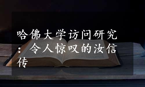 哈佛大学访问研究：令人惊叹的汝信传