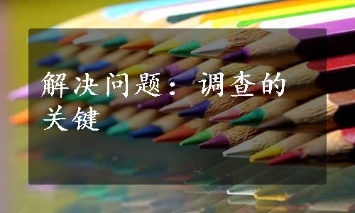 解决问题：调查的关键