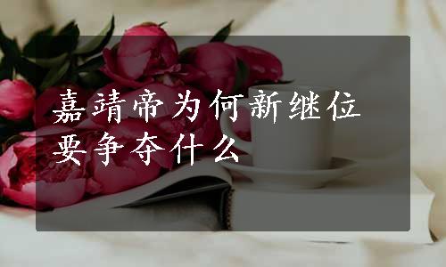 嘉靖帝为何新继位要争夺什么