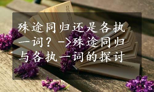 殊途同归还是各执一词？->殊途同归与各执一词的探讨